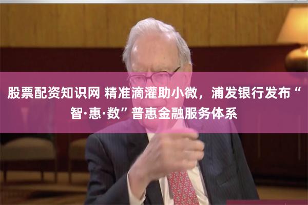 股票配资知识网 精准滴灌助小微，浦发银行发布“智·惠·数”普惠金融服务体系