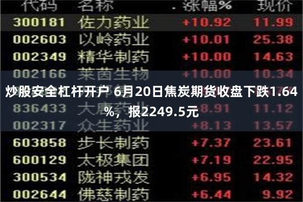 炒股安全杠杆开户 6月20日焦炭期货收盘下跌1.64%，报2249.5元