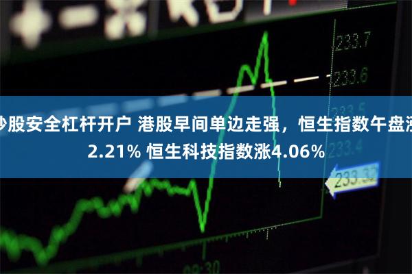 炒股安全杠杆开户 港股早间单边走强，恒生指数午盘涨2.21% 恒生科技指数涨4.06%