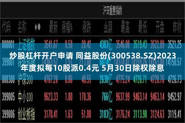 炒股杠杆开户申请 同益股份(300538.SZ)2023年度拟每10股派0.4元 5月30日除权除息